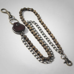 Cool Men's Brass Double Silver Long Biker Wallet Chain Pants Chain For Men - imessengerbags