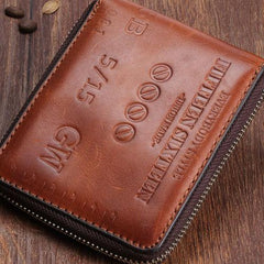 Handmade Mens Cool billfold Leather Wallet Men Small Wallets Bifold for Men - imessengerbags