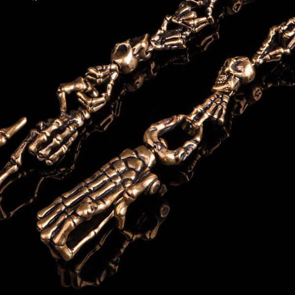 Brass Biker Trucker SKull God Hand Keychain Wallet Chain for Chain Wallet Biker Wallet Trucker Wallet - imessengerbags