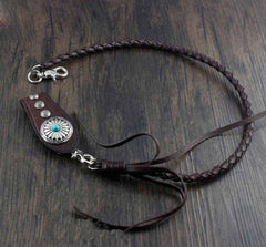 Cool Leather Mens Braided Wallet Chain Pants Chain with Belt Loop for Men - imessengerbags