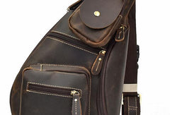 Cool Leather Chest Bag Sling CrossBody Bag Sling Travel Bag Sling Hiking Bag For Men