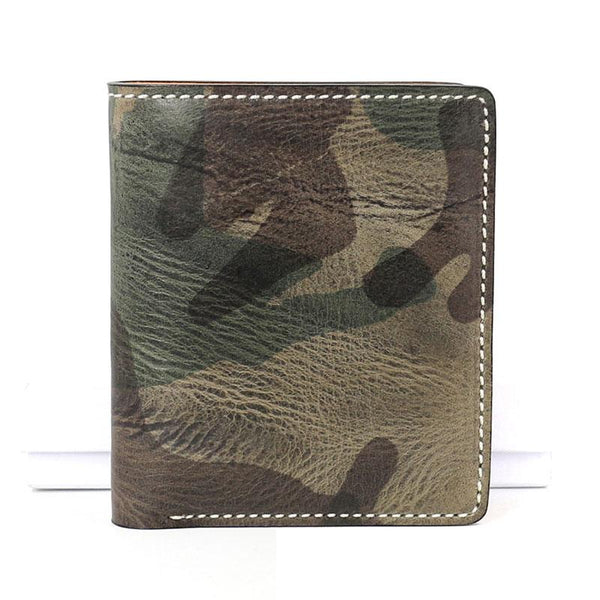 Cool Leather Mens Camouflage Small Wallet Front Pocket Wallet Slim Wallet for Men - imessengerbags