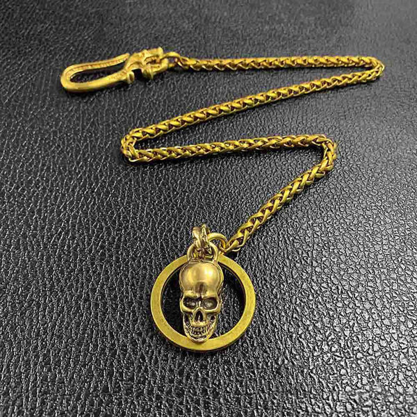 Cool Brass 18" Mens Skull Ring Key Chain Pants Chain Wallet Chain Motorcycle Wallet Chain for Men
