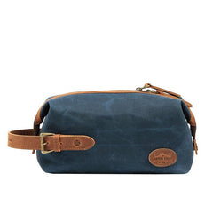 Waxed Canvas Leather Men's Clutch Purse Navy Blue Casual Clutch Bag Hand Bag For Men