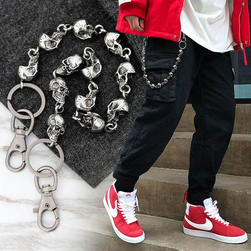 Cool Men's Skull Silver Jeans Chain Jean Chain Long Biker Wallet Chain Pants Chain For Men - imessengerbags