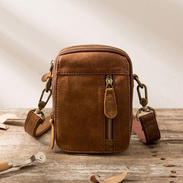 Leather Belt Pouch Belt Cases Mens Waist Bag Small Shoulder Bag for Men