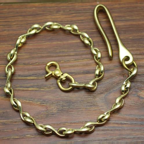Cool Men's Handmade Brass S Hook Tail Pants Chain Biker Wallet Chain For Men
