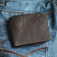 Cool Distressed Brown Leather Mens SMall Wallet billfold Wallet Bifold Front Pocket Wallet For Men - imessengerbags