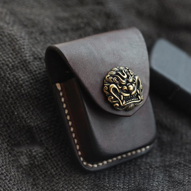 Handmade Coffee Leather Mens Classic Zippo Lighter Case With Belt Loop Lighter Holder For Men - imessengerbags