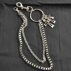 Badass Punk Mens Double Layer Cross Pants Chain Wallet Chain For Men - imessengerbags