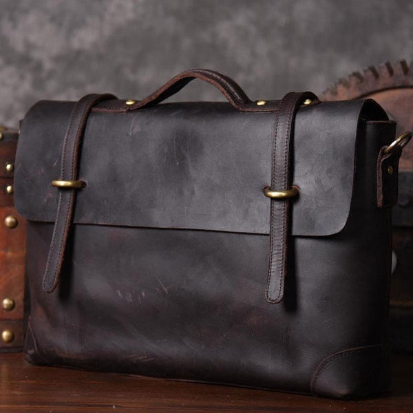 Genuine Leather Mens Cool Messenger Bag Briefcase Work Bag Business Bag for men - imessengerbags