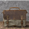 Waxed Canvas Leather Mens 14" Large Side Bag Green Postman Bag Messenger Bag For Men - imessengerbags
