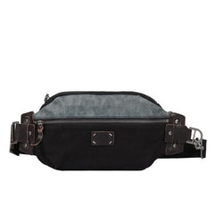 Casual Black Canvas Leather Fanny Pack Men's Chest Bag Hip Bag Waist Bags For Men