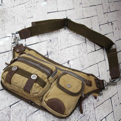 Canvas Mens Chest Bag Khaki Waist Bag Black Canvas Fanny Pack For Men - imessengerbags