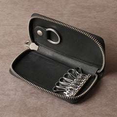 Handamde Genuine Leather Mens Cool Key Wallet Card Slim Wallet Key Holder Car Key Case for Men - imessengerbags