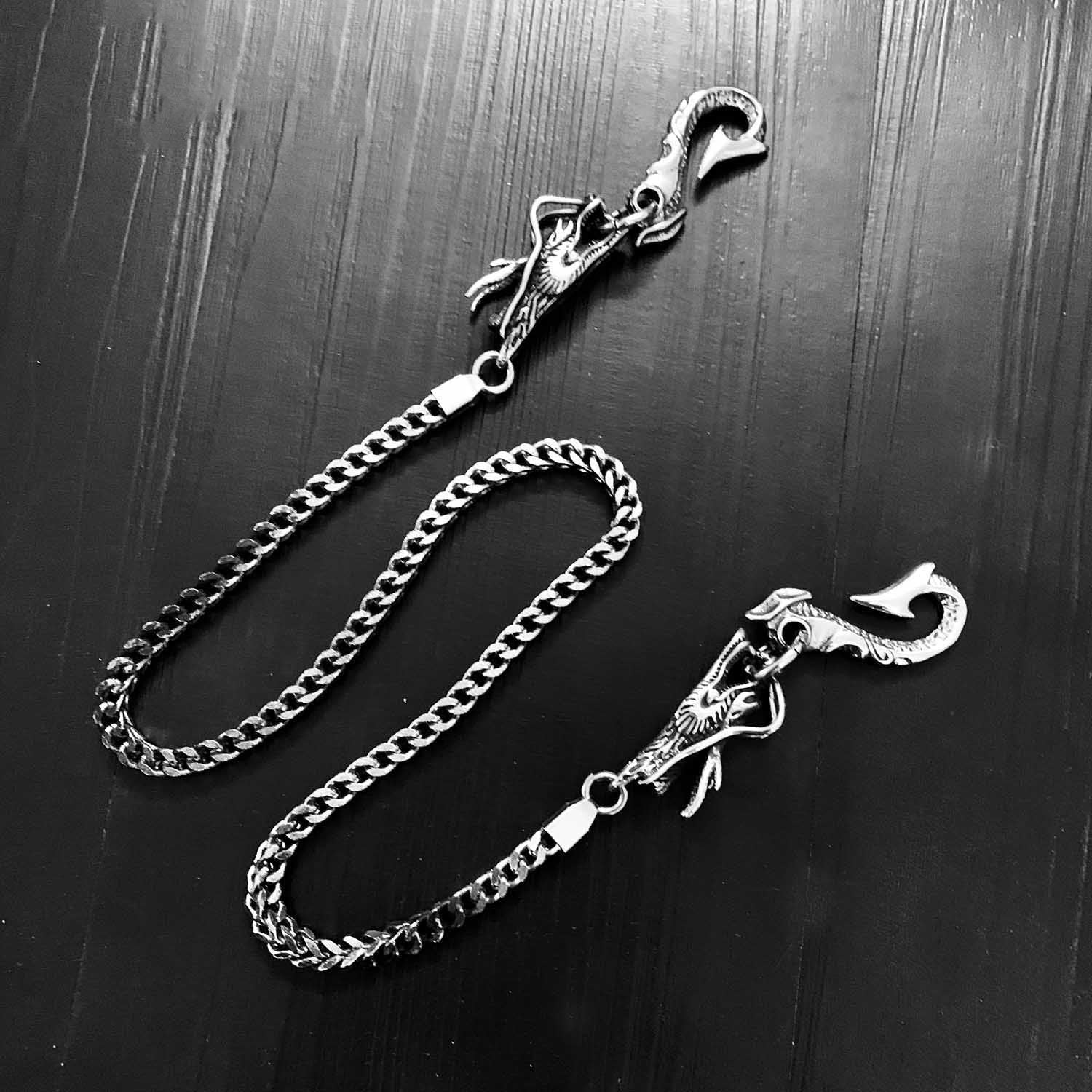 Cool Silver Dragon Steel Pants Chain Wallet Chain Long Biker wallet Chain For Men - imessengerbags