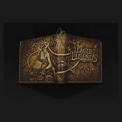 Handmade Leather Tooled League of Legends LOL Jinx Mens billfold Wallet Cool Leather Wallet Slim Wallet for Men - imessengerbags
