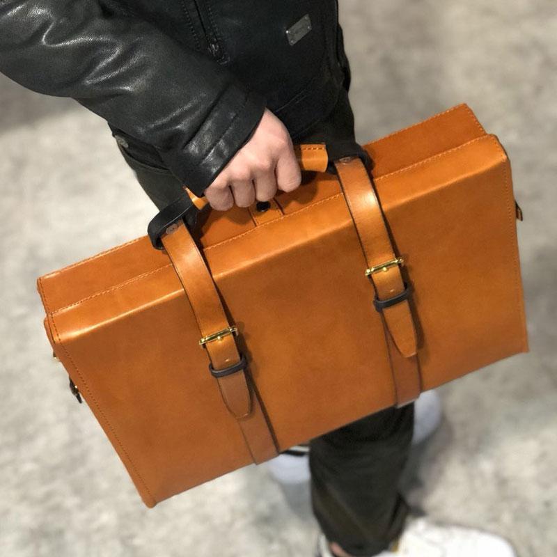 Handmade Leather Mens Cool Business Bag Messenger Bag Briefcase Work Bag Laptop Bag for men