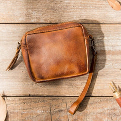 Brown Leather Mens Small Key Case Black Key Holder Coin Purse Card Holder For Men - imessengerbags