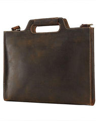 Vintage Leather Men Work 11inch Briefcase Handbag Shoulder Bags Work Bag For Men - imessengerbags
