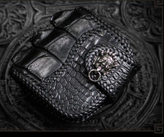 Handmade Leather Small Tooled Mens billfold Wallet Cool Chain Wallet Biker Wallet for Men