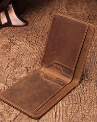 Simple Vintage Mens Leather Small Wallet Bifold billfold Wallet for Men - imessengerbags