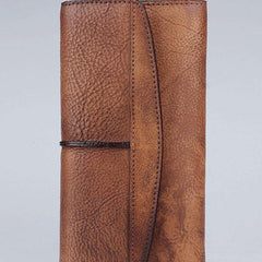 Handmade Leather Mens Cool Long Leather Wallet Trifold Clutch Wallet for Men - imessengerbags