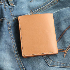 Cool Beige Leather Mens Vertical Small Wallet billfold Wallet Bifold Slim Wallet For Men - imessengerbags