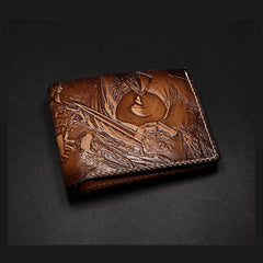 Handmade Leather Tooled Assassin's Creed Mens billfold Wallet Cool Leather Wallet Slim Wallet for Men - imessengerbags