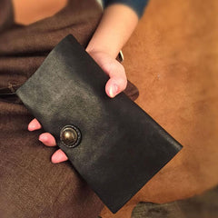 HandmadeLeather Mens Cool Long Leather Wallet Slim Travel Passport Wallet Clutch Wallet for Men - imessengerbags