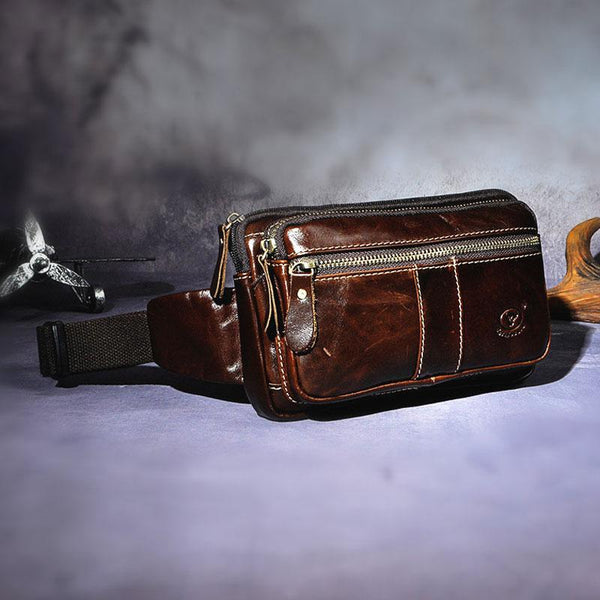 Cool Leather Mens Fanny Pack Waist Bag Hip Pack Belt Bag Bumbag for Men - imessengerbags