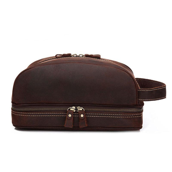 Cool Leather Mens Zipper Wristlet Bag Vintage Clutch Zipper Bag for Men - imessengerbags