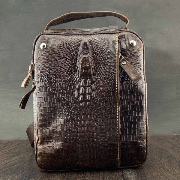 BADASS BROWN LEATHER MEN'S SLING BAG ONE SHOULDER BACKPACK CHEST BAG SLING BAG FOR MEN - imessengerbags
