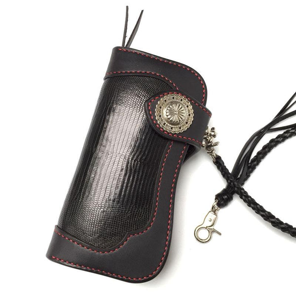 Handmade Leather Biker Wallet Mens Cool Chain Wallet Trucker Wallet with Chain - imessengerbags