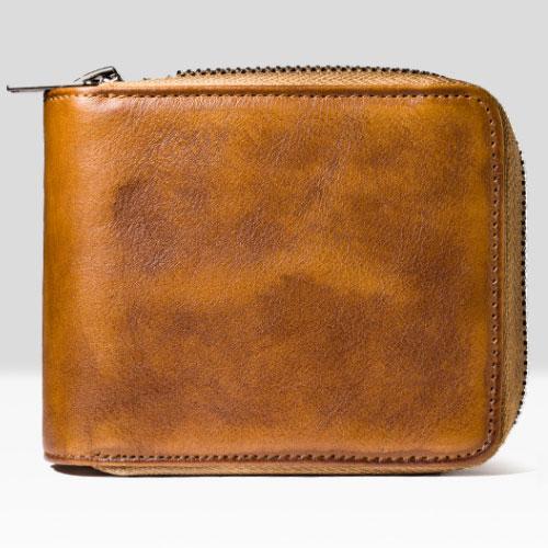 Genuine Leather Mens Cool Zipper Leather Wallet Men Small Wallets Bifold for Men - imessengerbags