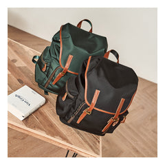 Fashion Black Nylon Leather Mens Backpack Nylon Travel Backpack Green Nylon School Backpack for Men