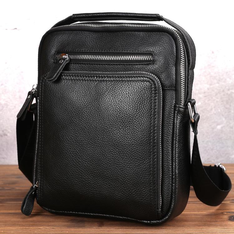 BADASS Black LEATHER MENS Ipad Vertical SIDE BAG COURIER BAG Vertical MESSENGER BAG FOR MEN - imessengerbags