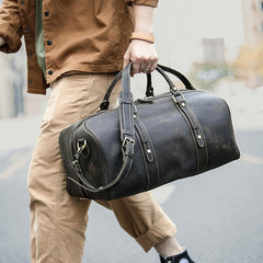 Dark Brown Leather Mens Casual Large Travel Bag 16