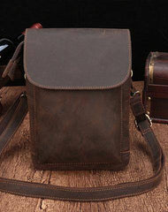 Cool Dark Brown Leather Mens Belt Pouch Small Side Bag Belt Bag For Men