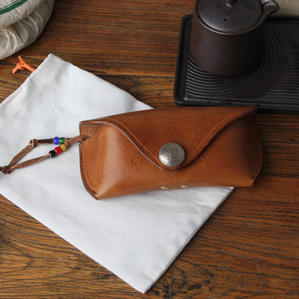 Handmade Mens Womens Cool Wooden Leather Glasses Case Glasses Box Glasses Holder Eyeglass Case - imessengerbags