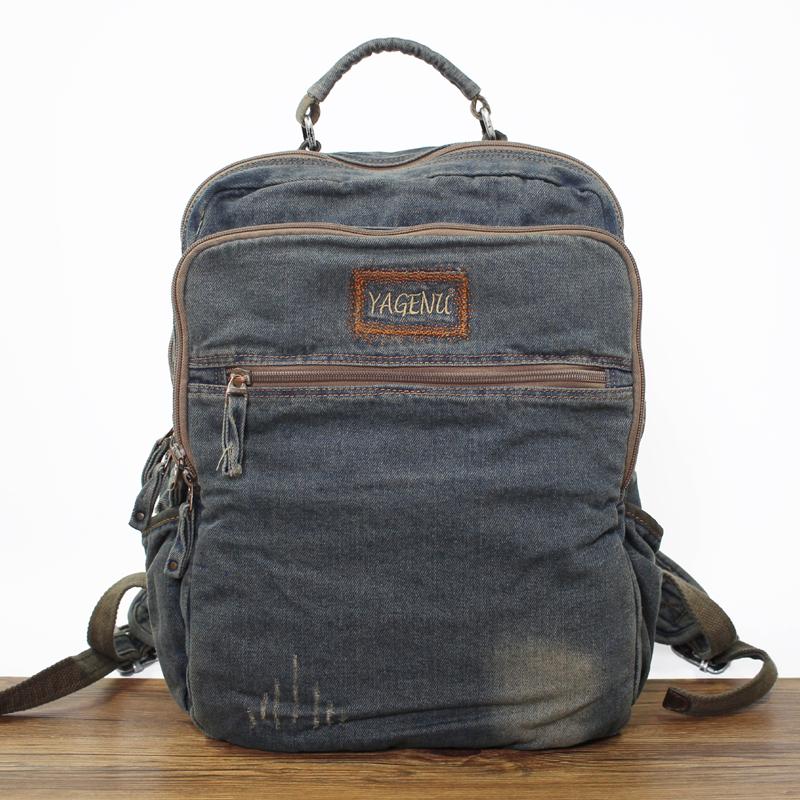 Denim Blue Mens 16 inches Backpack Multifunctional Backpack Jean Travel Backpack For Men - imessengerbags