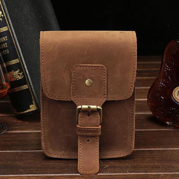 Cool Leather Mens Cigarette Case with Belt Loop Cell Phone Holster Belt Pouch for Men - imessengerbags