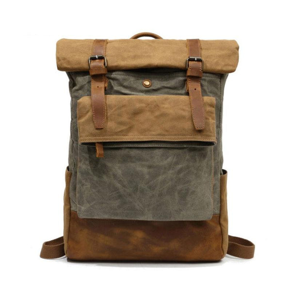 Waxed Canvas Mens Travel Backpacks Canvas School Backpacks Laptop Backpack for Men - imessengerbags