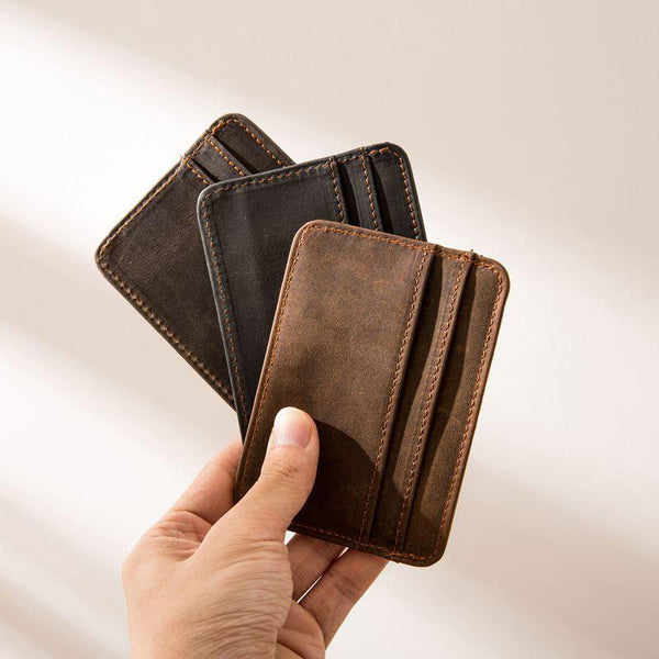 Mens Leather Slim Cards Holder Front Pocket Wallets Card Wallet for Men - imessengerbags