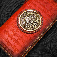 Handmade Leather Tibetan Mens Chain Biker Wallet Cool Leather Wallet Long Clutch Wallets for Men - imessengerbags