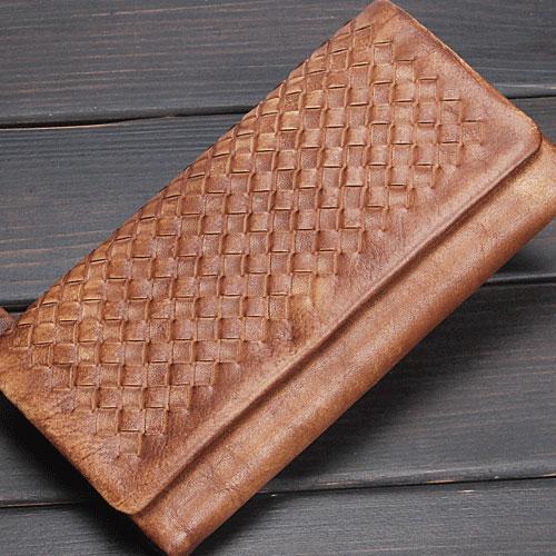 Handmade Leather Mens Cool Long Leather Wallet Trifold Clutch Wallet for Men - imessengerbags