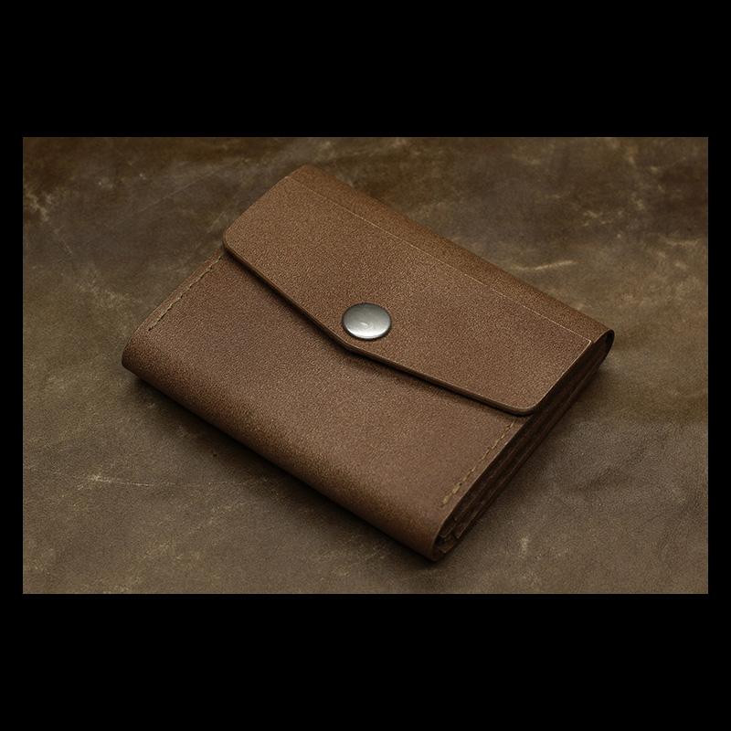 Handmade Leather Mens Cool Short Wallet Card Holder Small Card Slim Wallets for Men