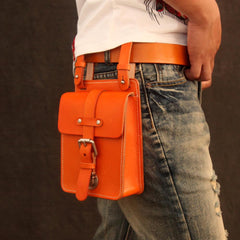 Handmade Black Brown Leather Mens Waist Bag Belt Pouch Phone Hip Bag For Men - imessengerbags