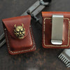 Brown Handmade Leather Mens Zippo Lighter Case With Belt Loop Coffee Zippo Standard Lighter Holders Steel Clip For Men