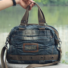 Fashion Blue Denim Mens Womens HandBag Courier Bags Blue Jean Messenger Bags For Women - imessengerbags